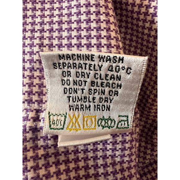 Bugatchi Shaped Fit Button Down Long Sleeve Purple Check Dress Shirt - Picture 7 of 7